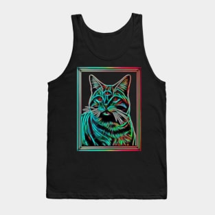 Third Eye Cat - Black Cat Glow Neon Style Tank Top